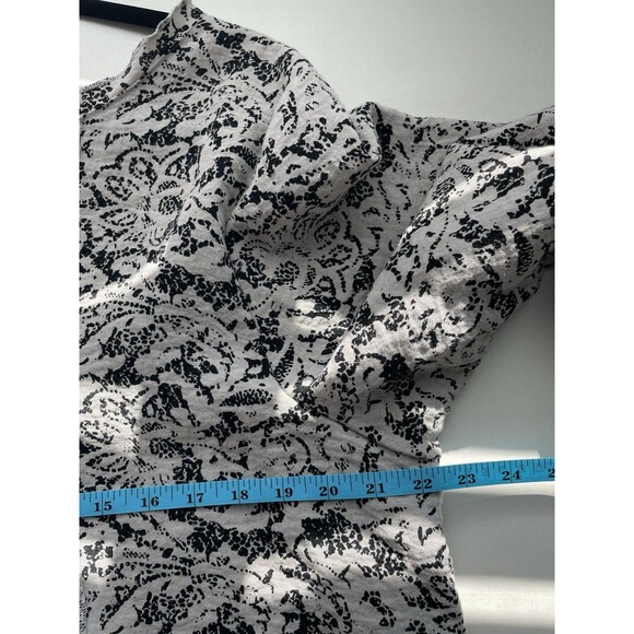 habitat clothing for women large Tunic Geometric Black Beige Button Lagenlook - Picture 10 of 10